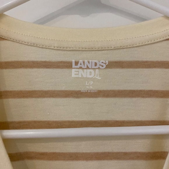 NWT Lands' End Supima Relaxed Long Sleeve Shirt, Pecan Breton Stripe, Size LP - Picture 4 of 5